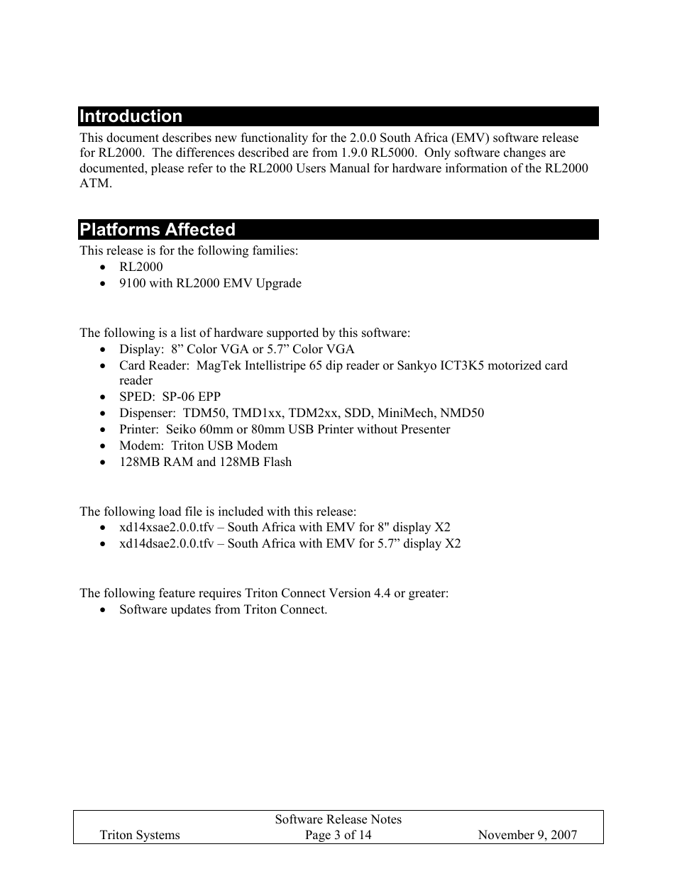 Introduction, Platforms affected, Hardware requirements | Software requirements, External dependencies, Introduction platforms affected, Ardware, Equirements, Oftware, Xternal | Triton X-SCALE/X2 Configuration Manual User Manual | Page 395 / 419