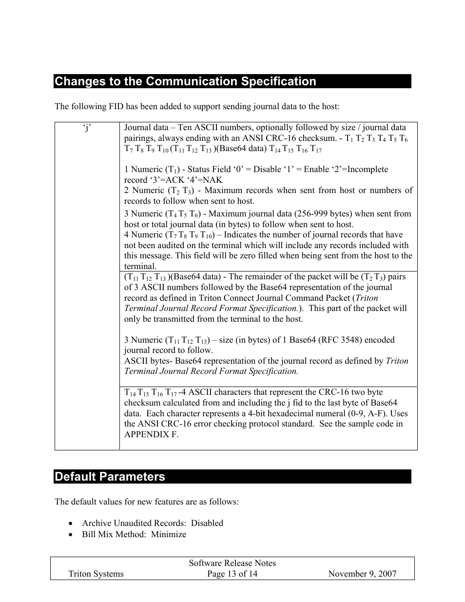 Changes to the communication specification, Default parameters | Triton X-SCALE/X2 Configuration Manual User Manual | Page 405 / 419