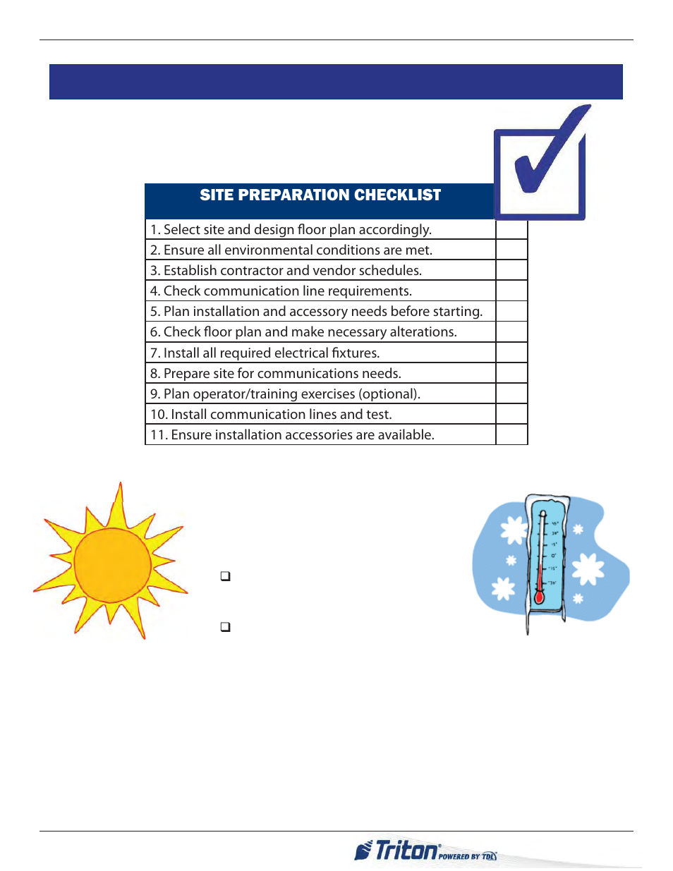 Ac p, Site preparation checklist | Triton ARGO Installation Manual User Manual | Page 5 / 35