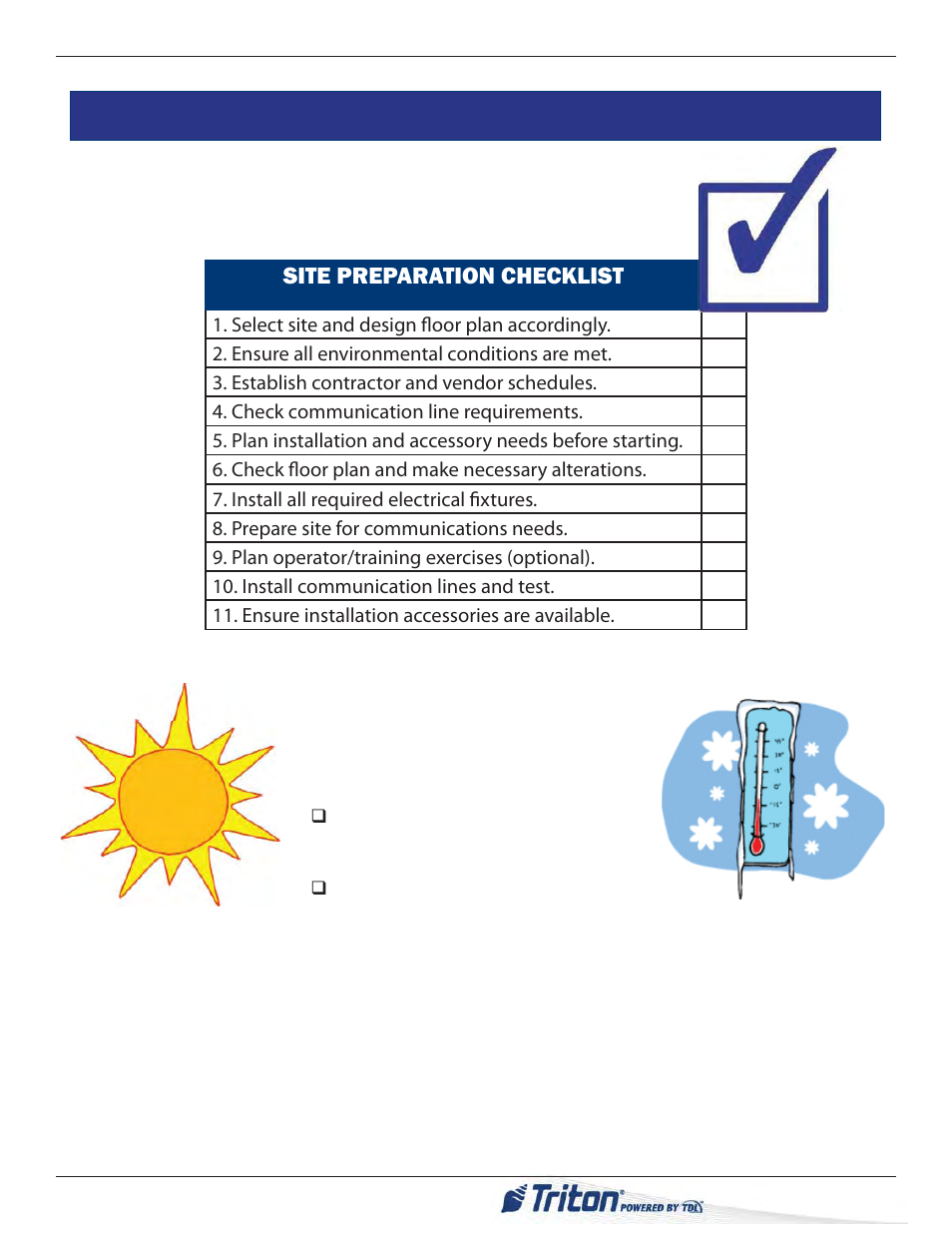 Ac p, Site preparation checklist | Triton ARGO G60 Installation Manual User Manual | Page 5 / 31