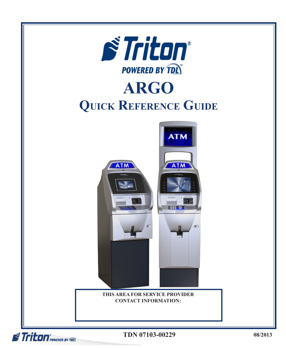 Triton ARGO Quick Reference Guide User Manual | 10 pages