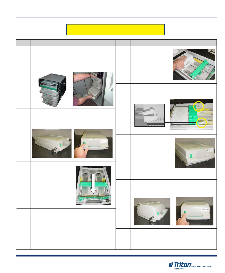 Replenish nmd-100 cassette(s), Step action | Triton FT5000 X2 Quick Reference Guide User Manual | Page 7 / 10