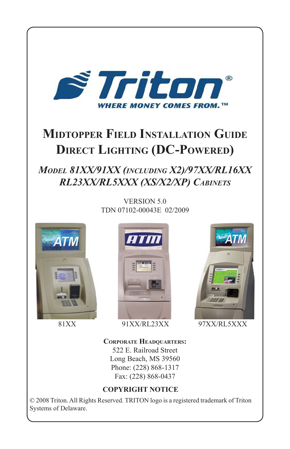 Triton RL23XX/RL5XXX (XS/X2/XP) User Manual | 5 pages