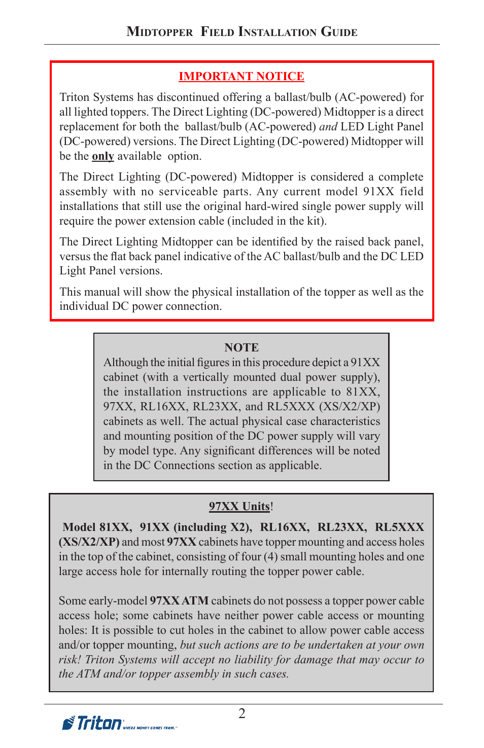 Triton RL23XX/RL5XXX (XS/X2/XP) User Manual | Page 2 / 5