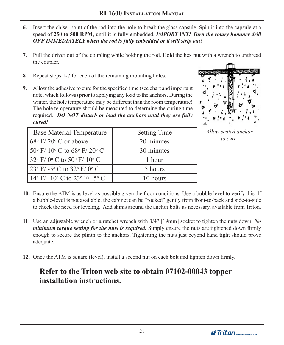 Triton RL1600 Installation Manual User Manual | Page 21 / 41