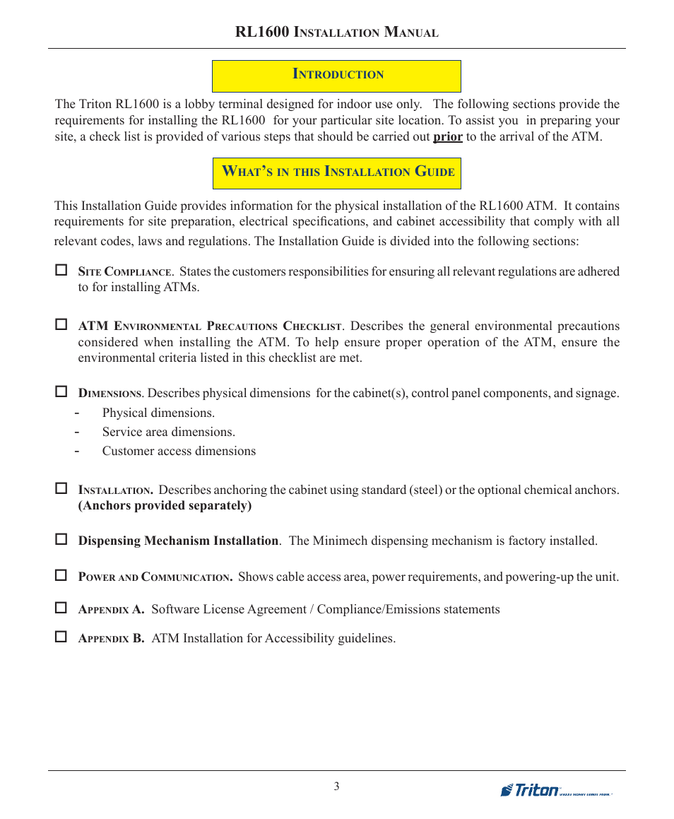Rl1600 i | Triton RL1600 Installation Manual User Manual | Page 3 / 41