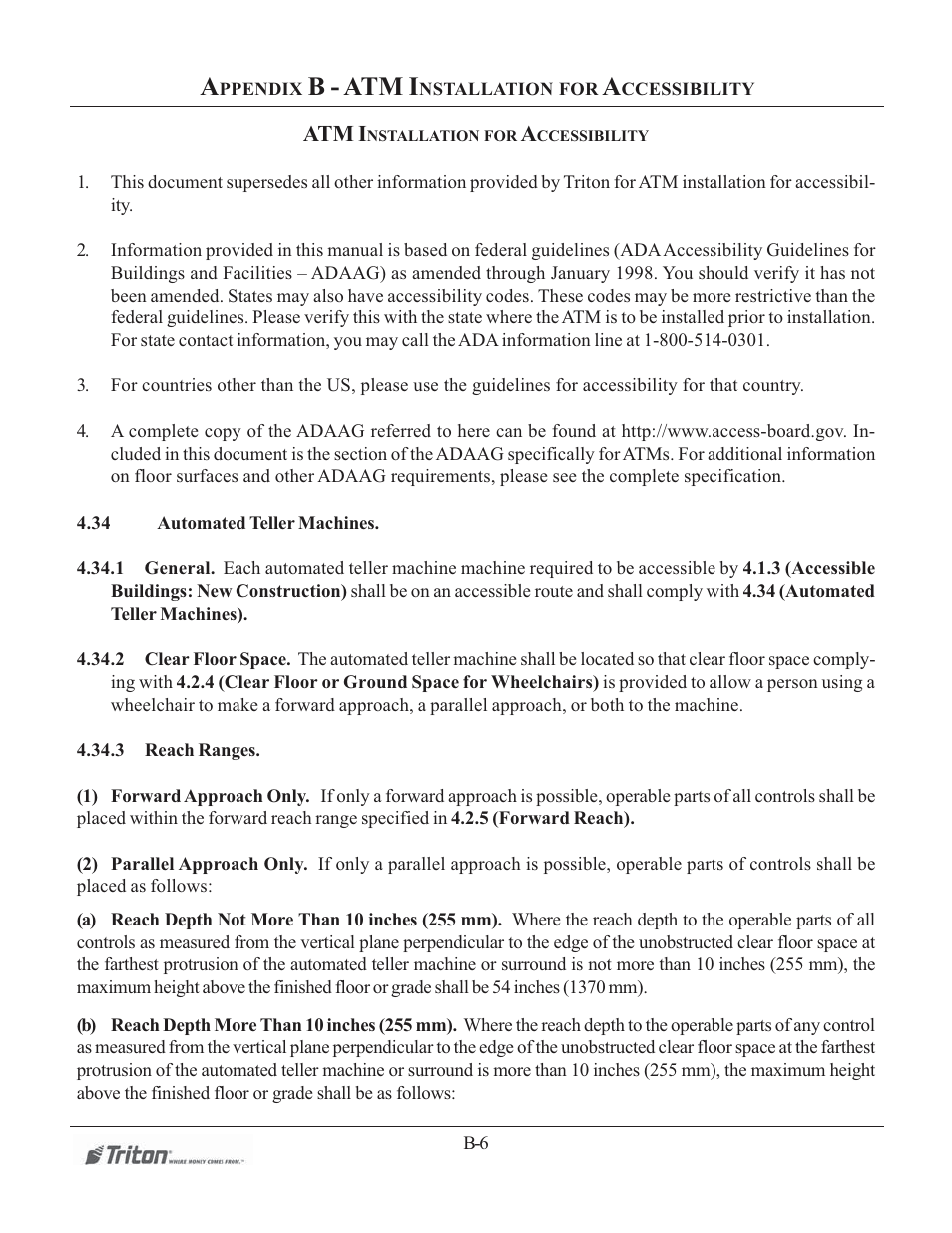 B - atm i, Atm i | Triton RL1600 Installation Manual User Manual | Page 35 / 41