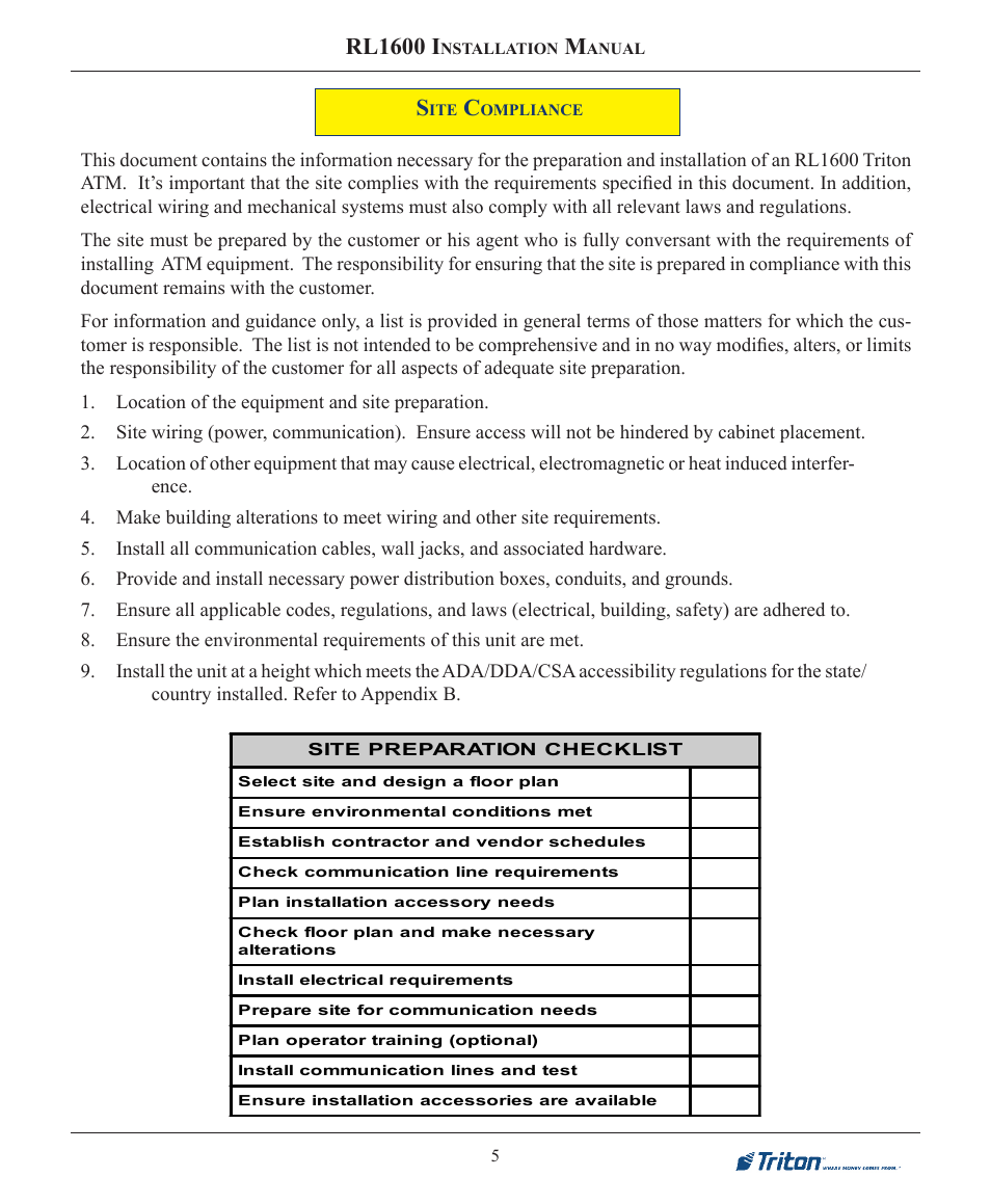 Rl1600 i | Triton RL1600 Installation Manual User Manual | Page 5 / 41