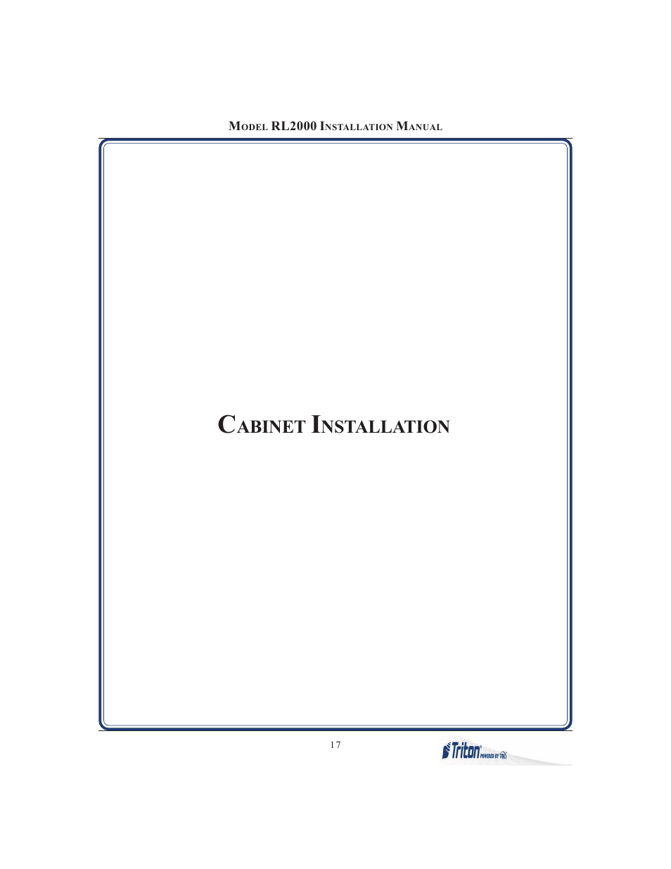 Abinet, Nstallation | Triton RL2000 Installation Manual User Manual | Page 17 / 45