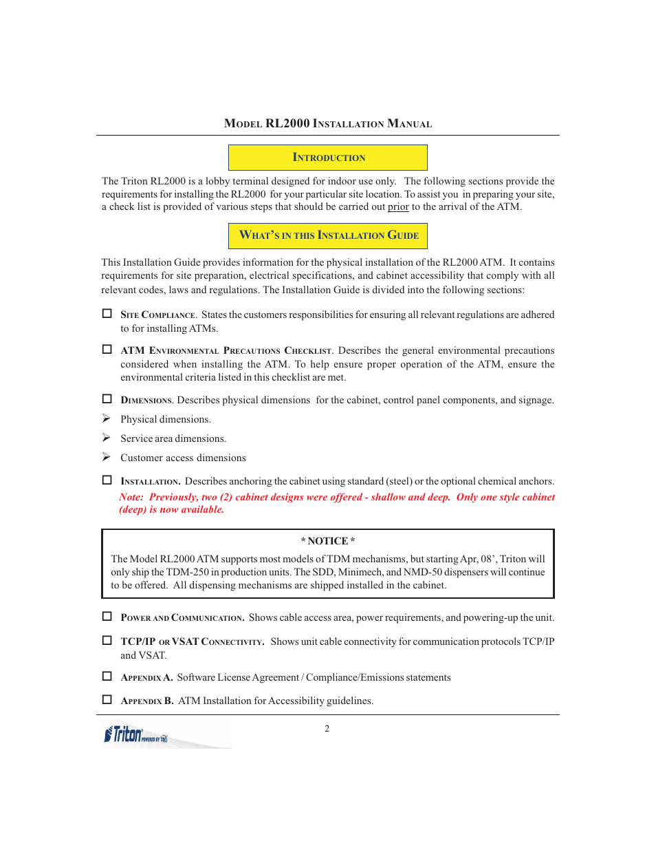 Triton RL2000 Installation Manual User Manual | Page 2 / 45