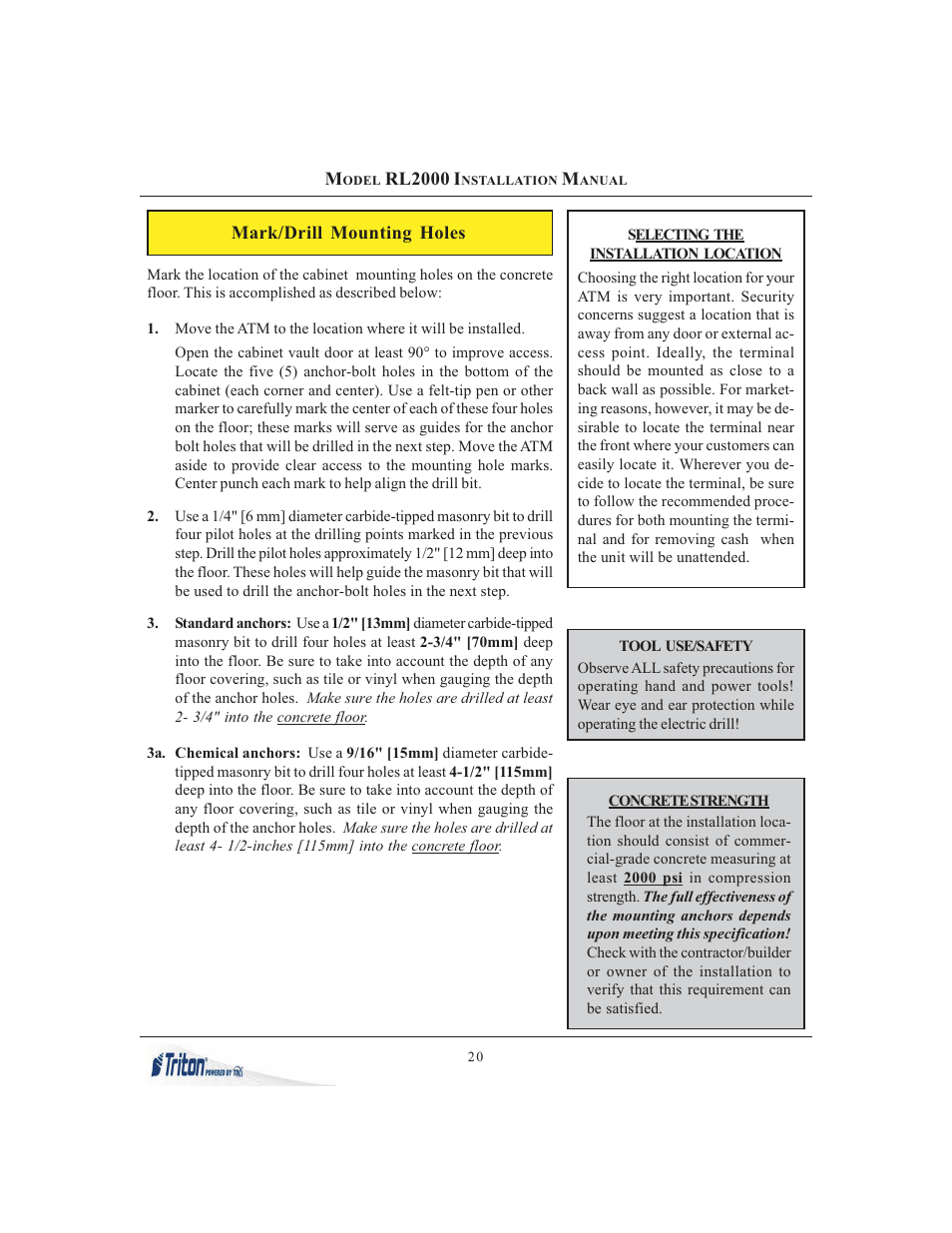 Triton RL2000 Installation Manual User Manual | Page 20 / 45