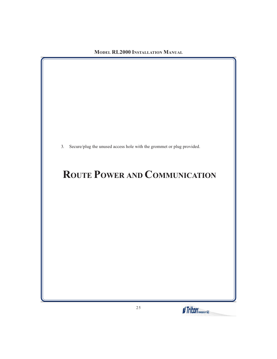 Oute, Ower and, Ommunication | Triton RL2000 Installation Manual User Manual | Page 25 / 45