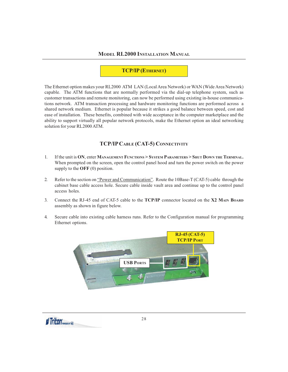 Rl2000 i, Tcp/ip (e, Tcp/ip c | Cat-5) c | Triton RL2000 Installation Manual User Manual | Page 28 / 45