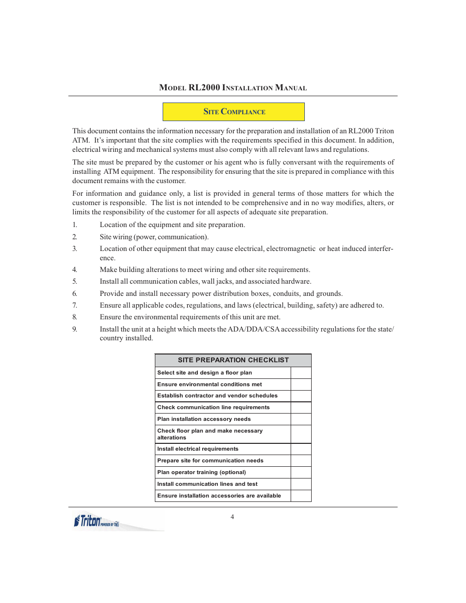 Rl2000 i | Triton RL2000 Installation Manual User Manual | Page 4 / 45