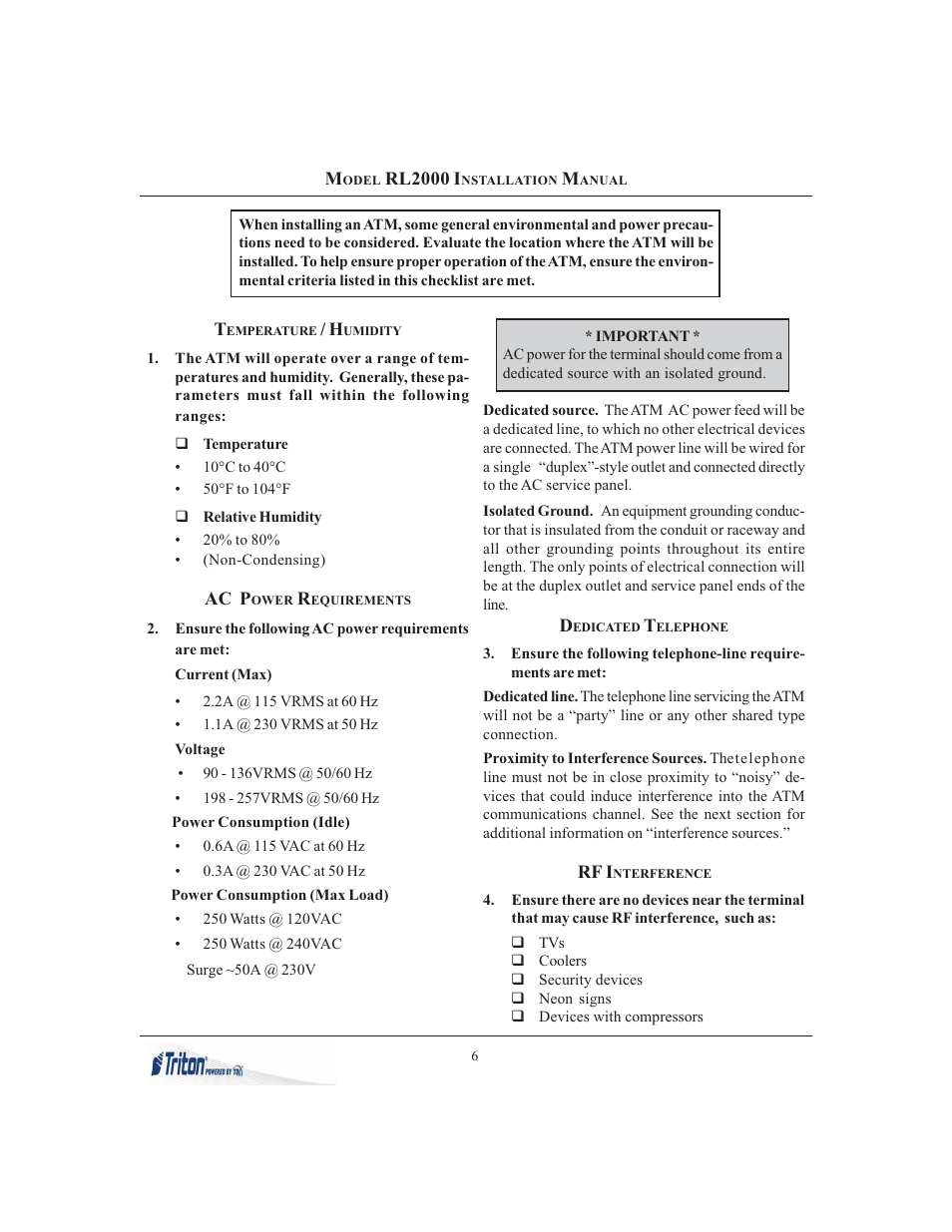 Triton RL2000 Installation Manual User Manual | Page 6 / 45