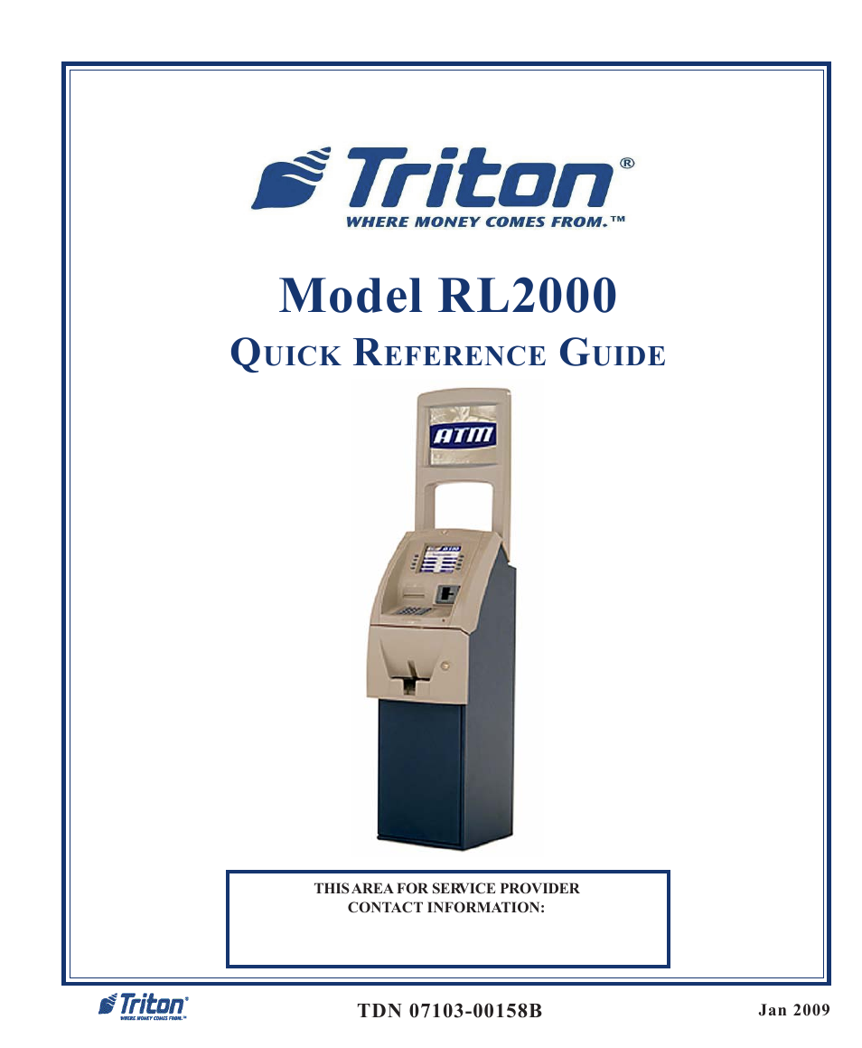 Triton RL2000 Quick Reference Guide User Manual | 10 pages