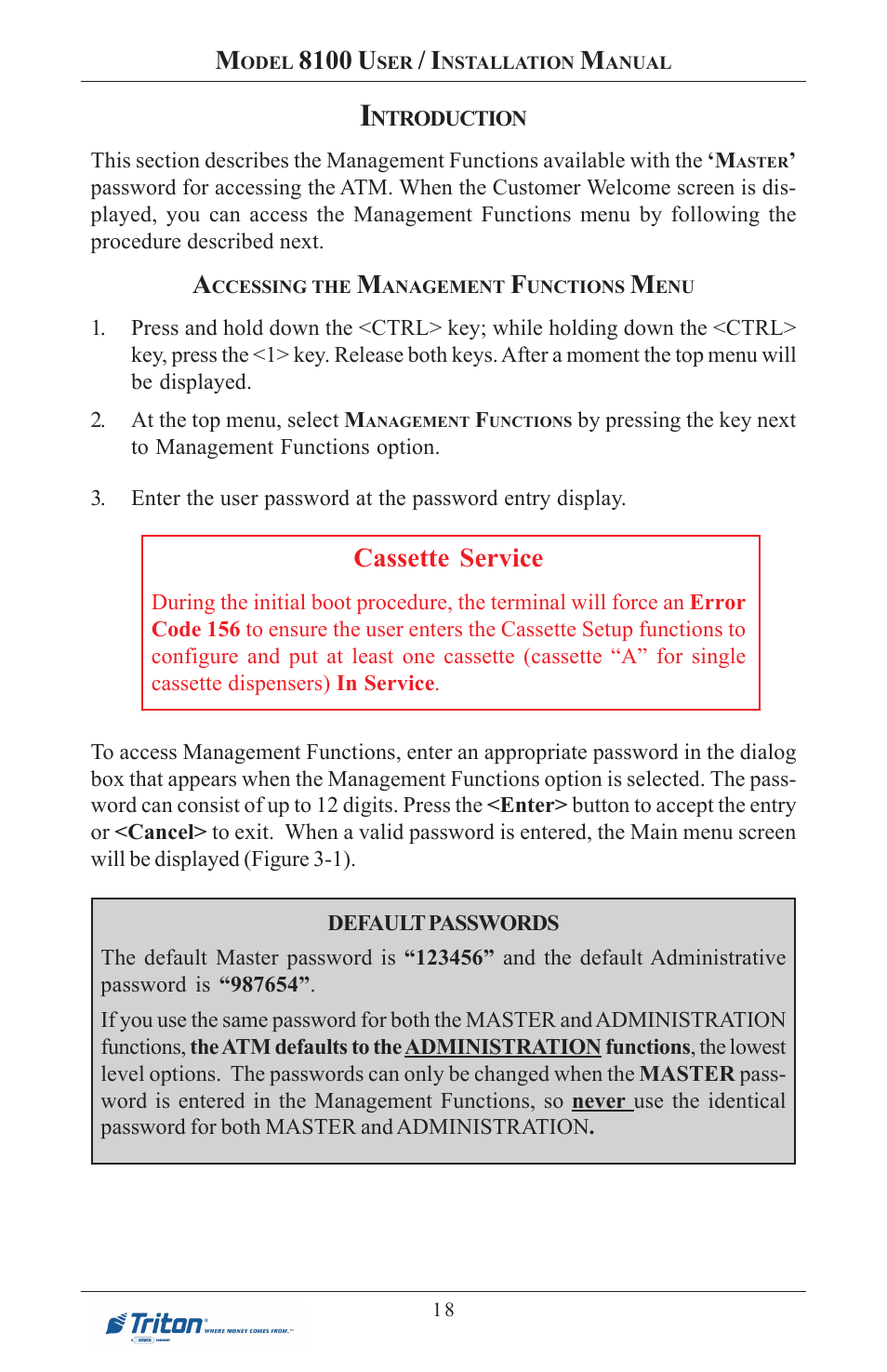 8100 u, Cassette service | Triton 8100 User/Installation Manual User Manual | Page 36 / 150