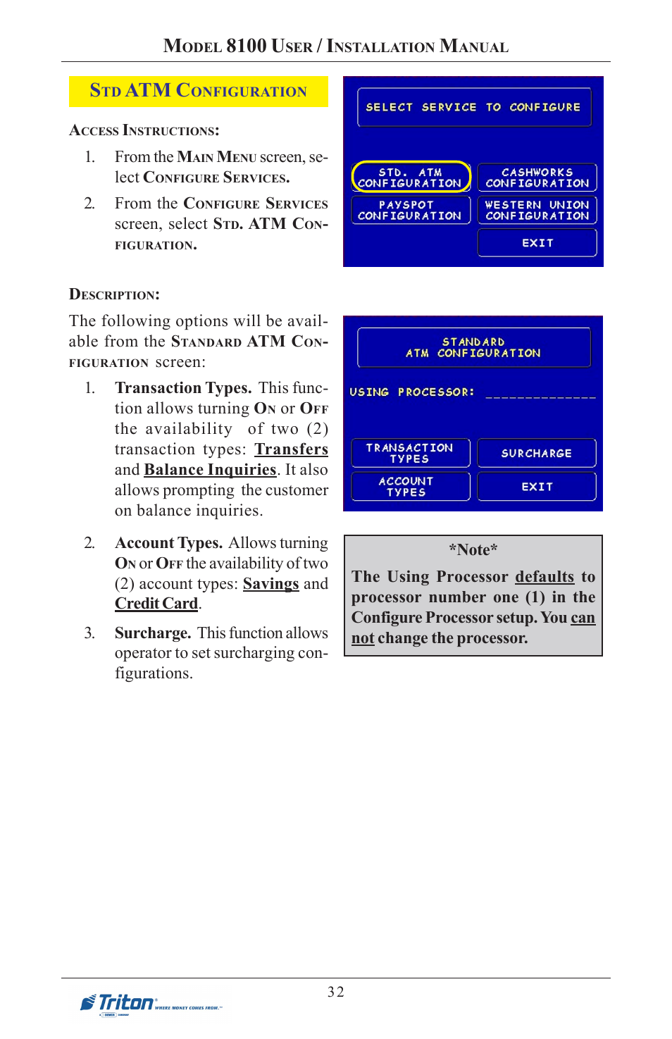 8100 u, Atm c | Triton 8100 User/Installation Manual User Manual | Page 50 / 150