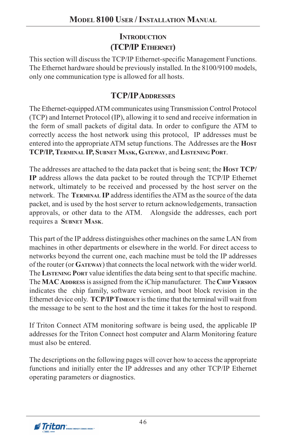 8100 u, Tcp/ip e, Tcp/ip a | Triton 8100 User/Installation Manual User Manual | Page 64 / 150