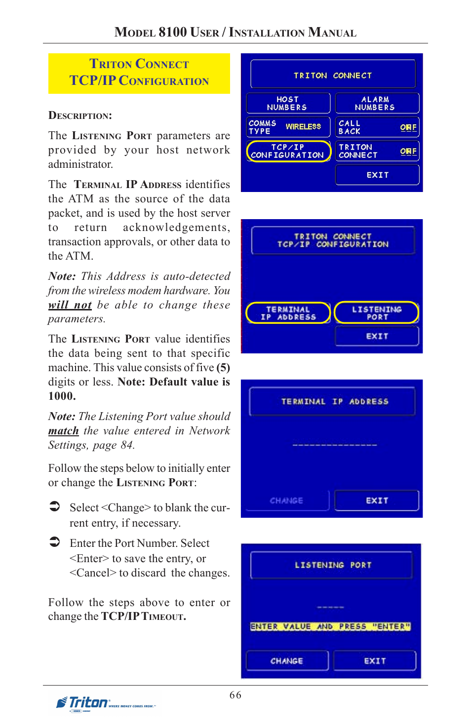 8100 u, Tcp/ip c | Triton 8100 User/Installation Manual User Manual | Page 84 / 150