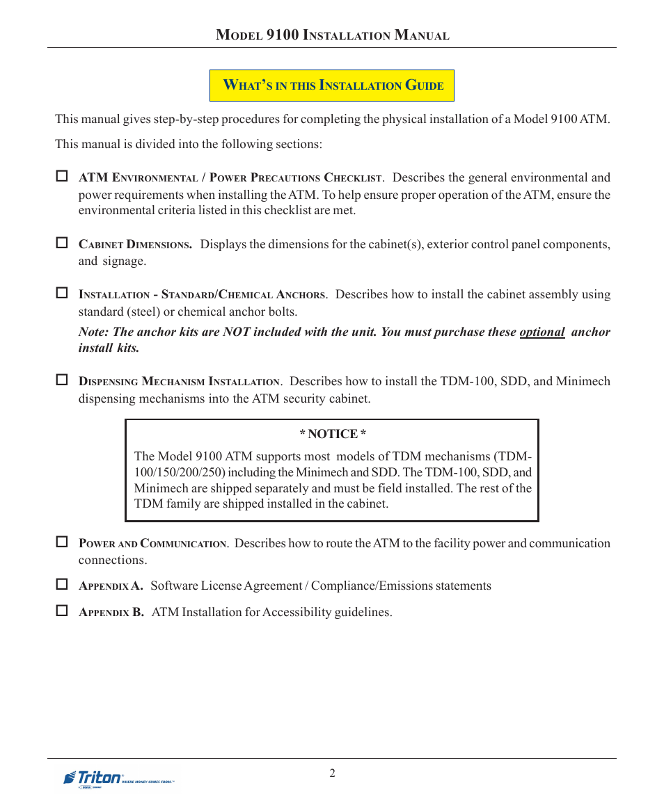 9100 i | Triton 9100 Installation Manual User Manual | Page 2 / 50