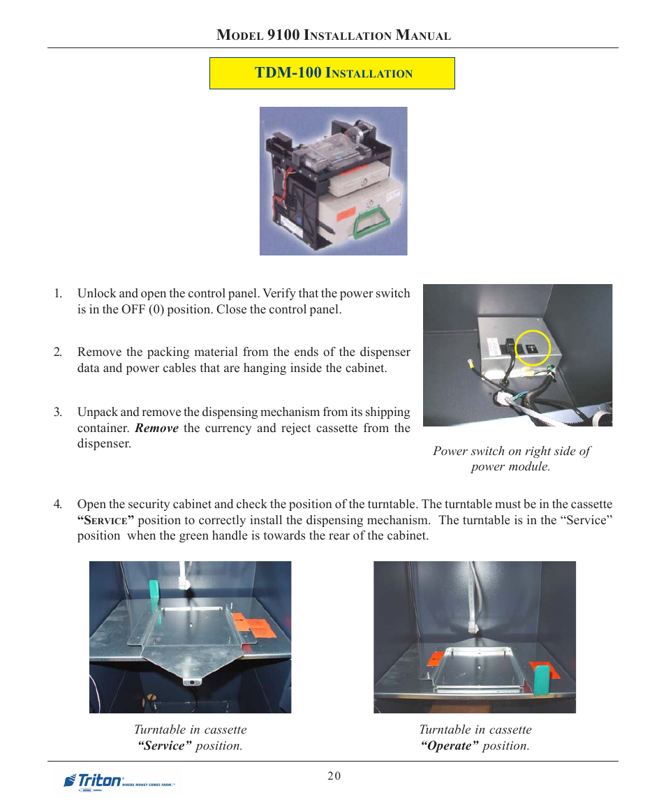 9100 i, Tdm-100 i | Triton 9100 Installation Manual User Manual | Page 20 / 50