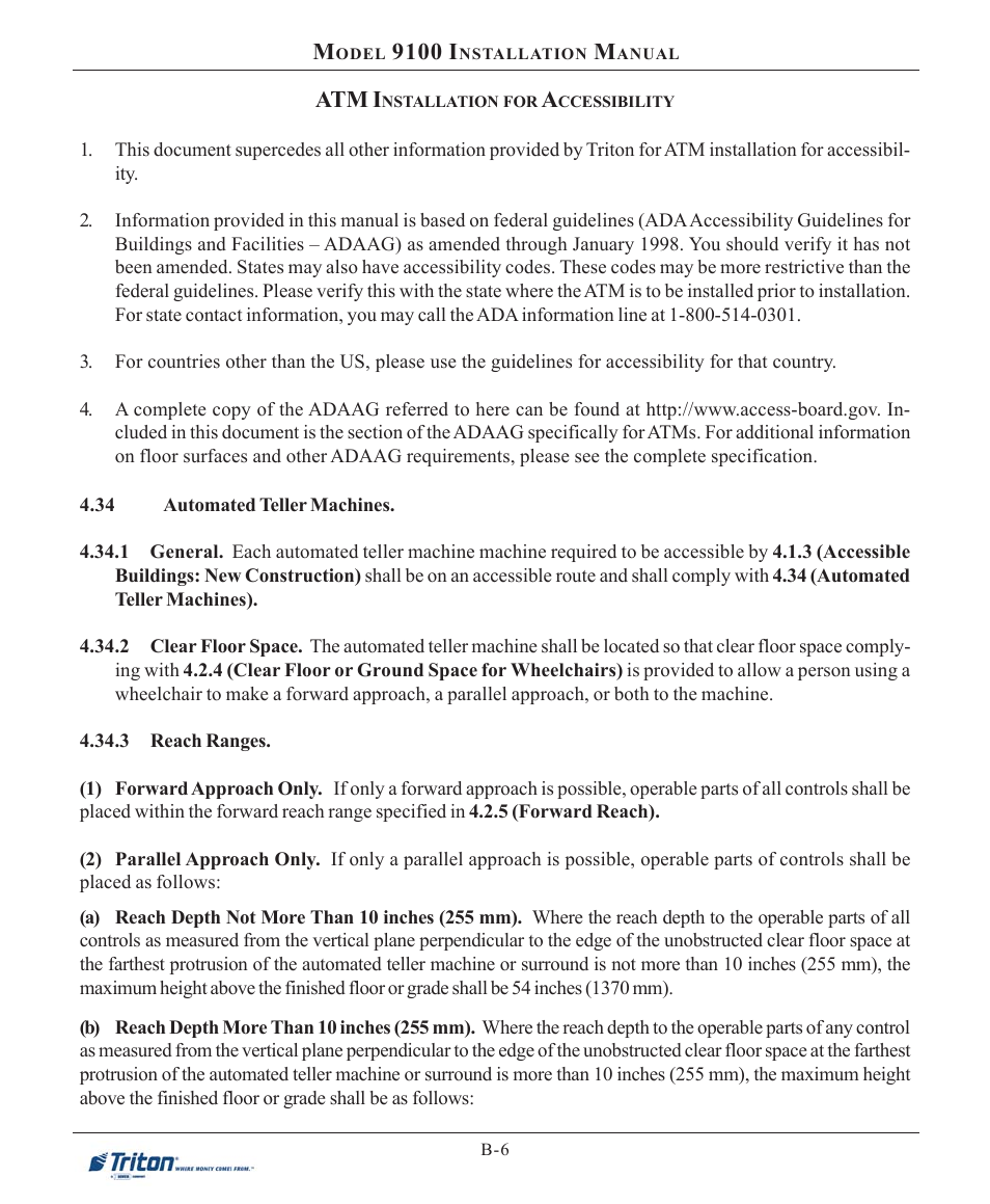 9100 i, Atm i | Triton 9100 Installation Manual User Manual | Page 44 / 50