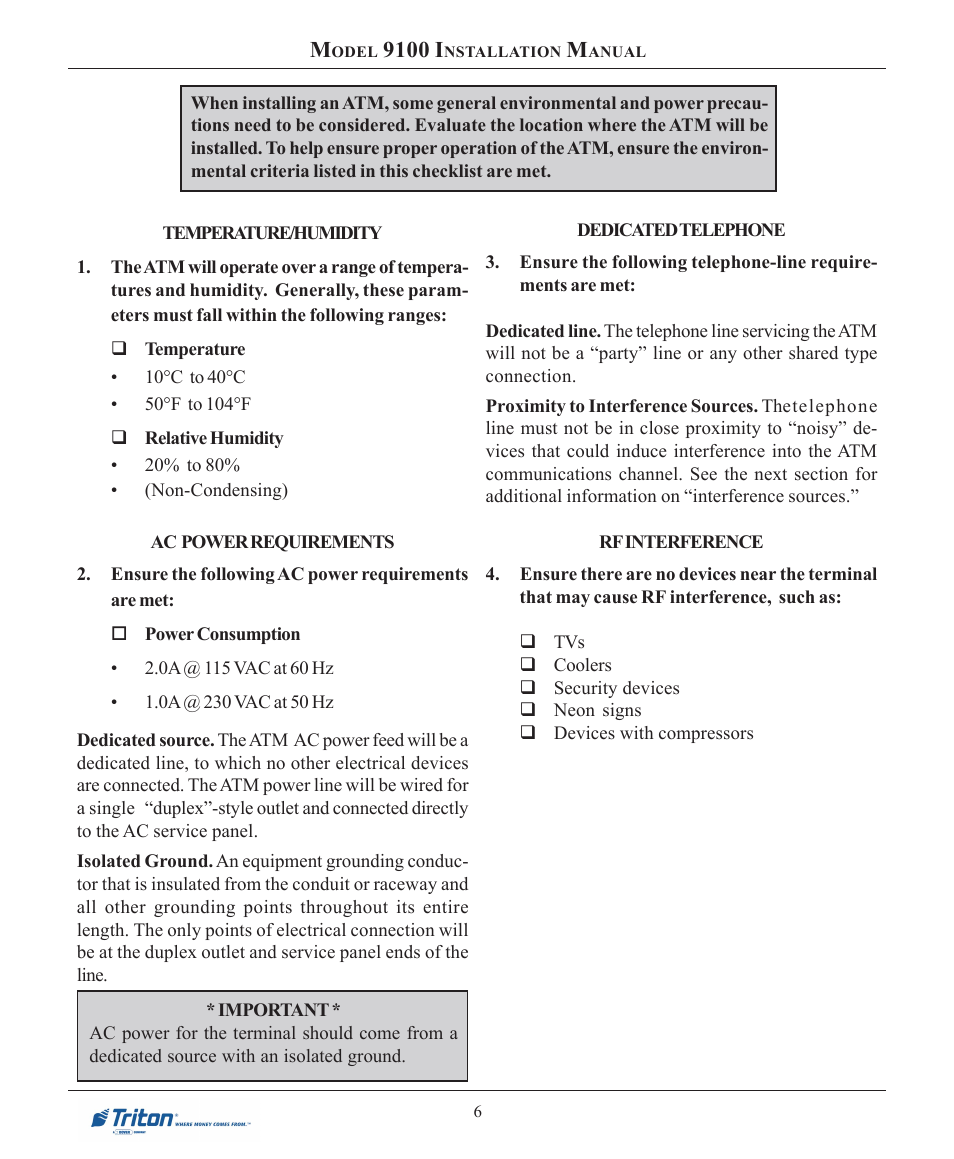 9100 i | Triton 9100 Installation Manual User Manual | Page 6 / 50