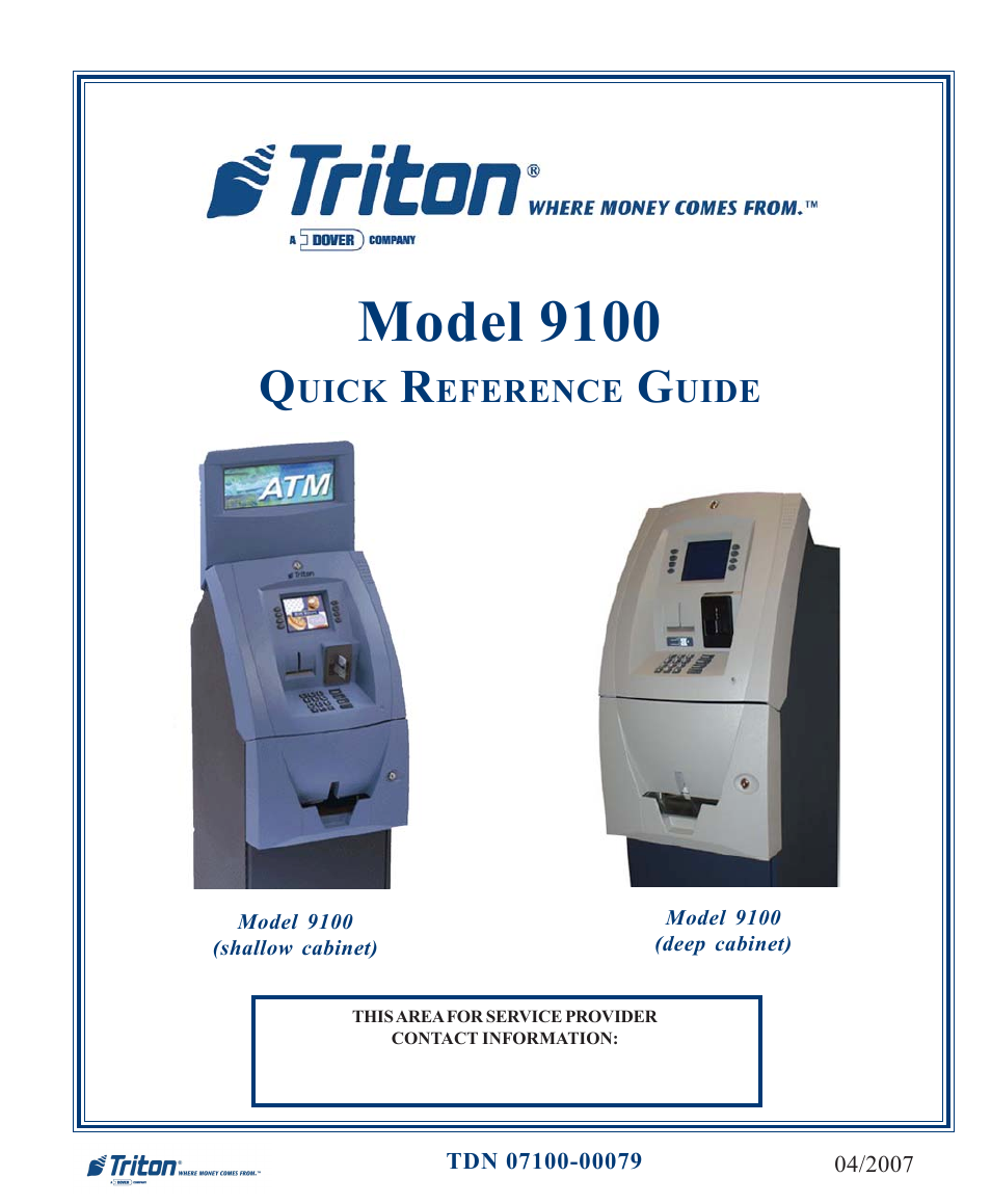 Triton 9100 Quick Reference Guide User Manual | 8 pages