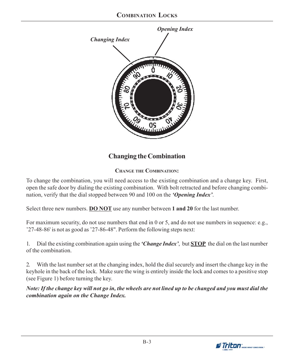 Changing the combination | Triton 9100 User Manual User Manual | Page 105 / 172