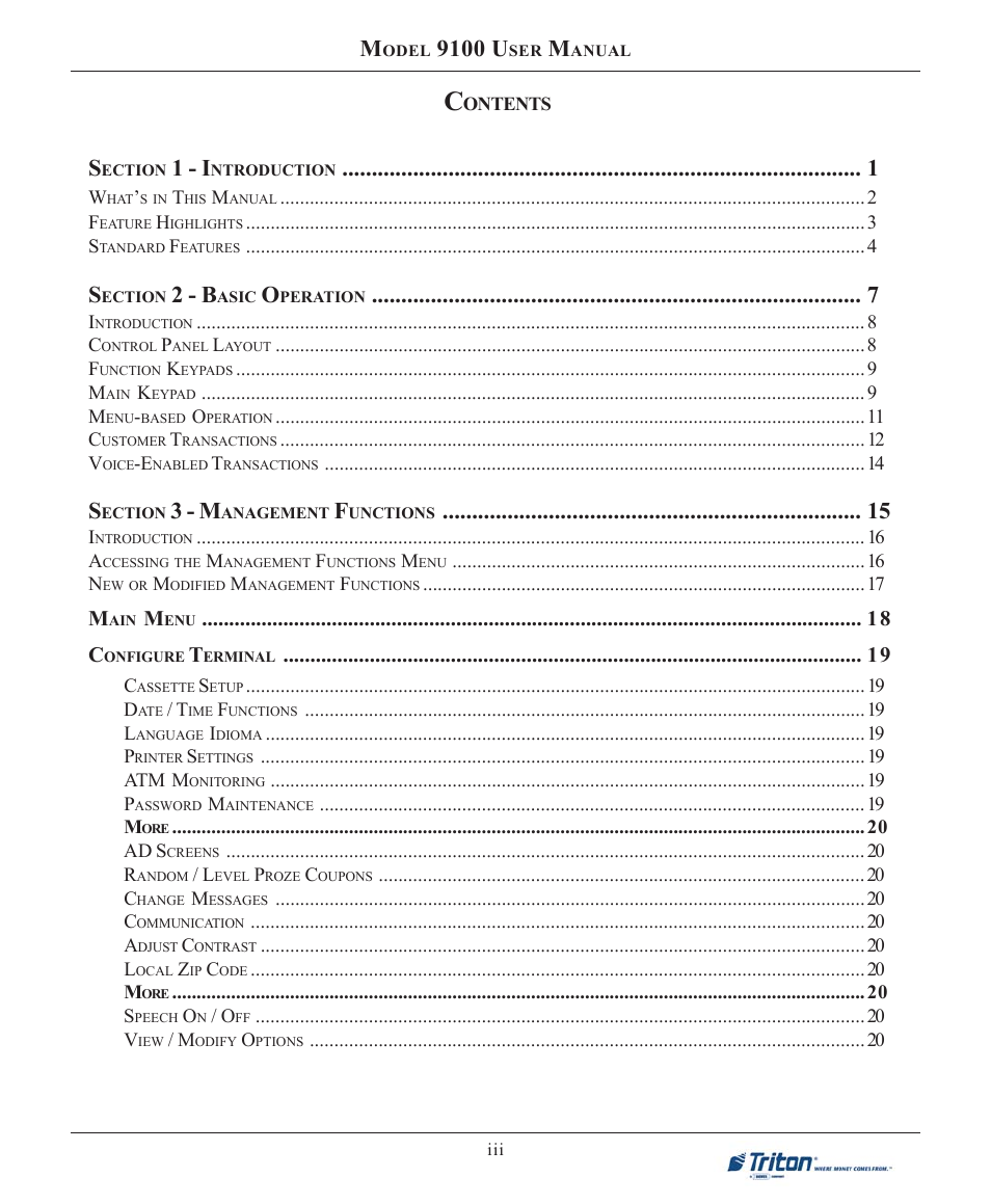 9100 u, 1 - i, 2 - b | 3 - m | Triton 9100 User Manual User Manual | Page 3 / 172