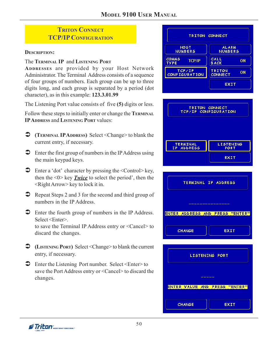 9100 u, Tcp/ip c | Triton 9100 User Manual User Manual | Page 58 / 172