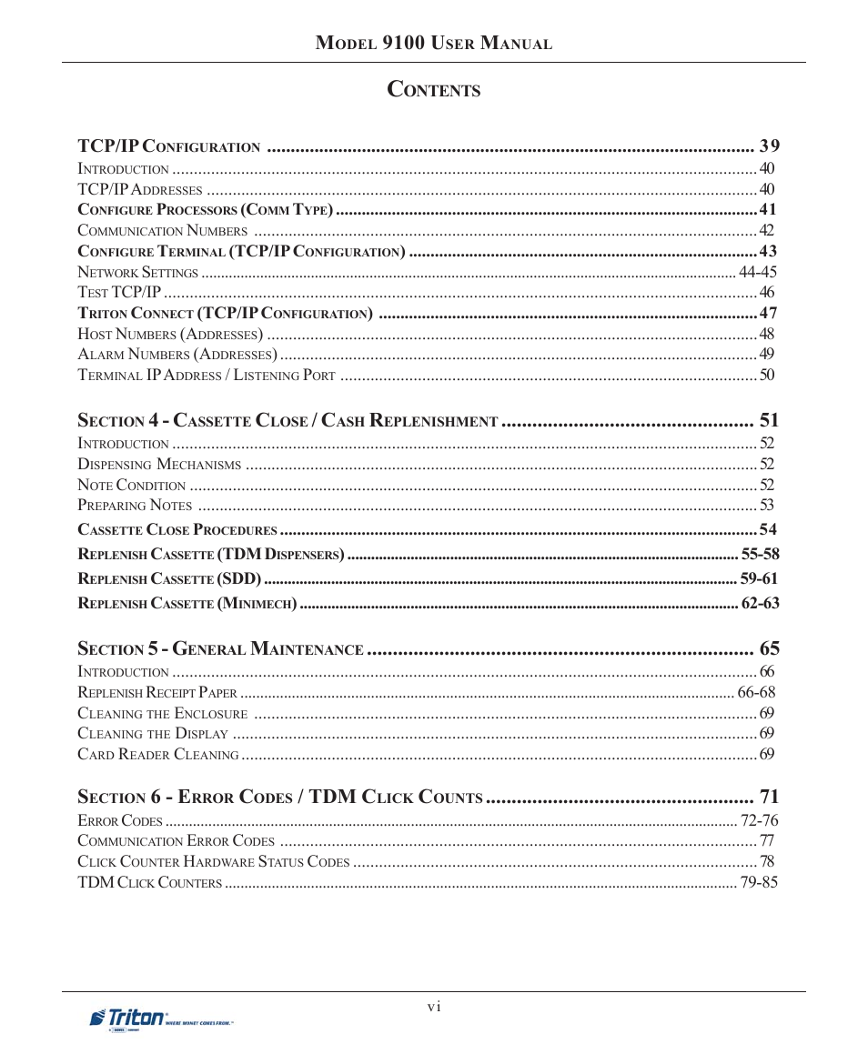 9100 u, 5 - g, 6 - e | Tdm c, 4 - c, Tcp/ip c | Triton 9100 User Manual User Manual | Page 6 / 172