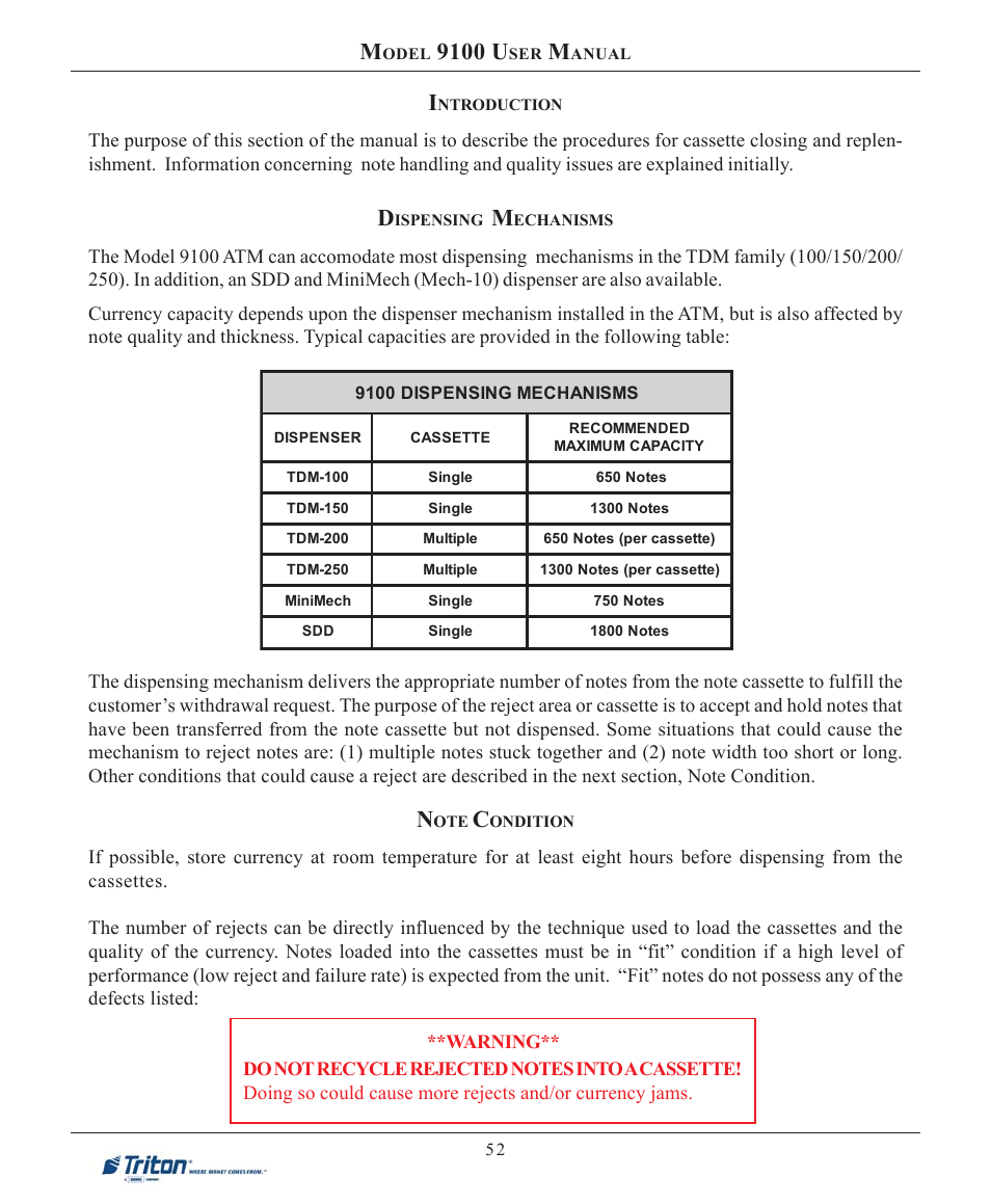 9100 u | Triton 9100 User Manual User Manual | Page 60 / 172