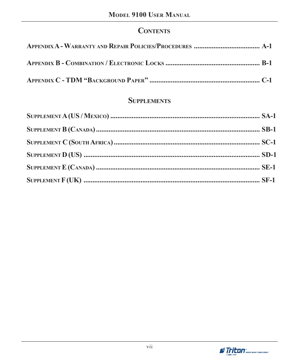 Triton 9100 User Manual User Manual | Page 7 / 172