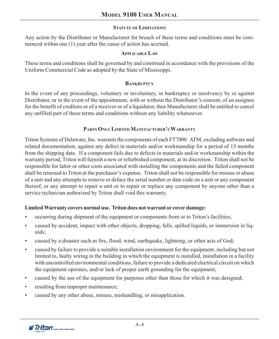 9100 u | Triton 9100 User Manual User Manual | Page 98 / 172