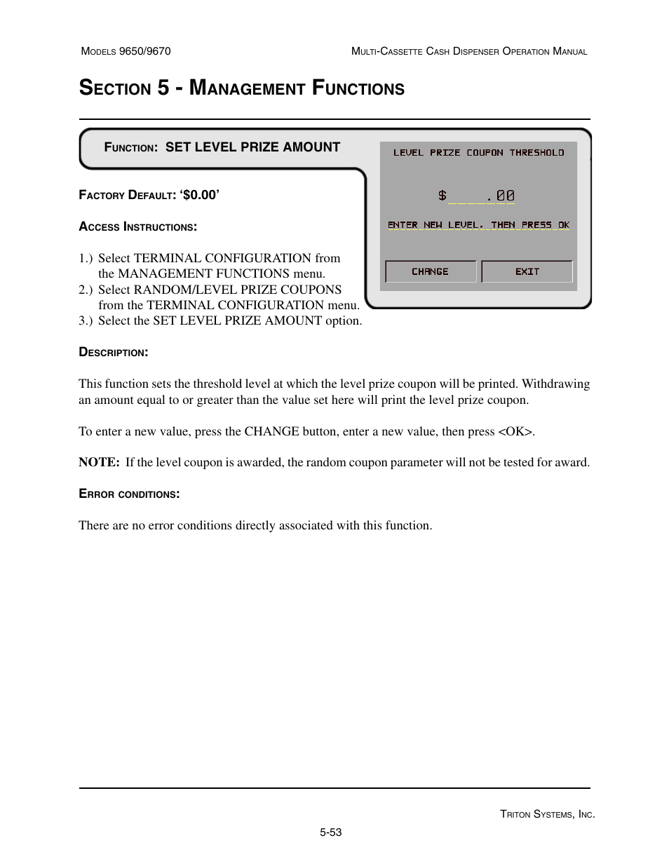 5 - m, Ection, Anagement | Unctions | Triton 9670 Operation Manual User Manual | Page 100 / 264