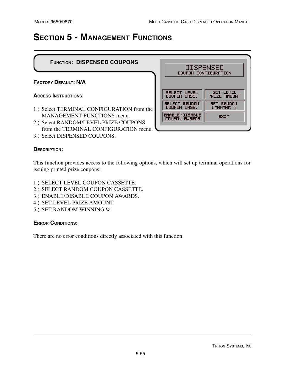 5 - m, Ection, Anagement | Unctions | Triton 9670 Operation Manual User Manual | Page 102 / 264