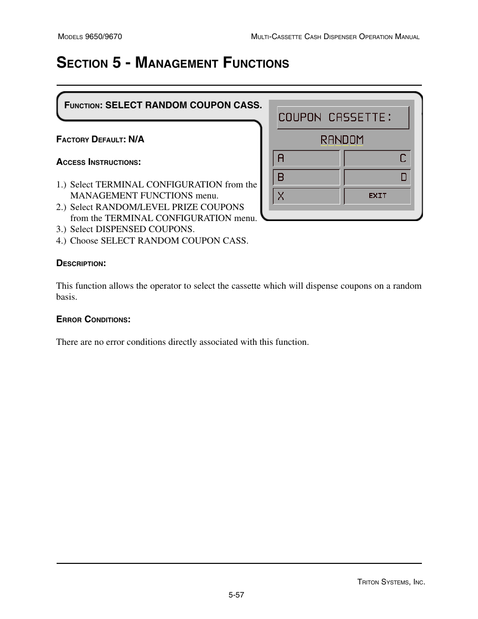 5 - m, Ection, Anagement | Unctions | Triton 9670 Operation Manual User Manual | Page 104 / 264