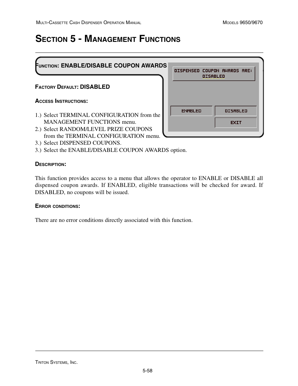 5 - m, Ection, Anagement | Unctions | Triton 9670 Operation Manual User Manual | Page 105 / 264