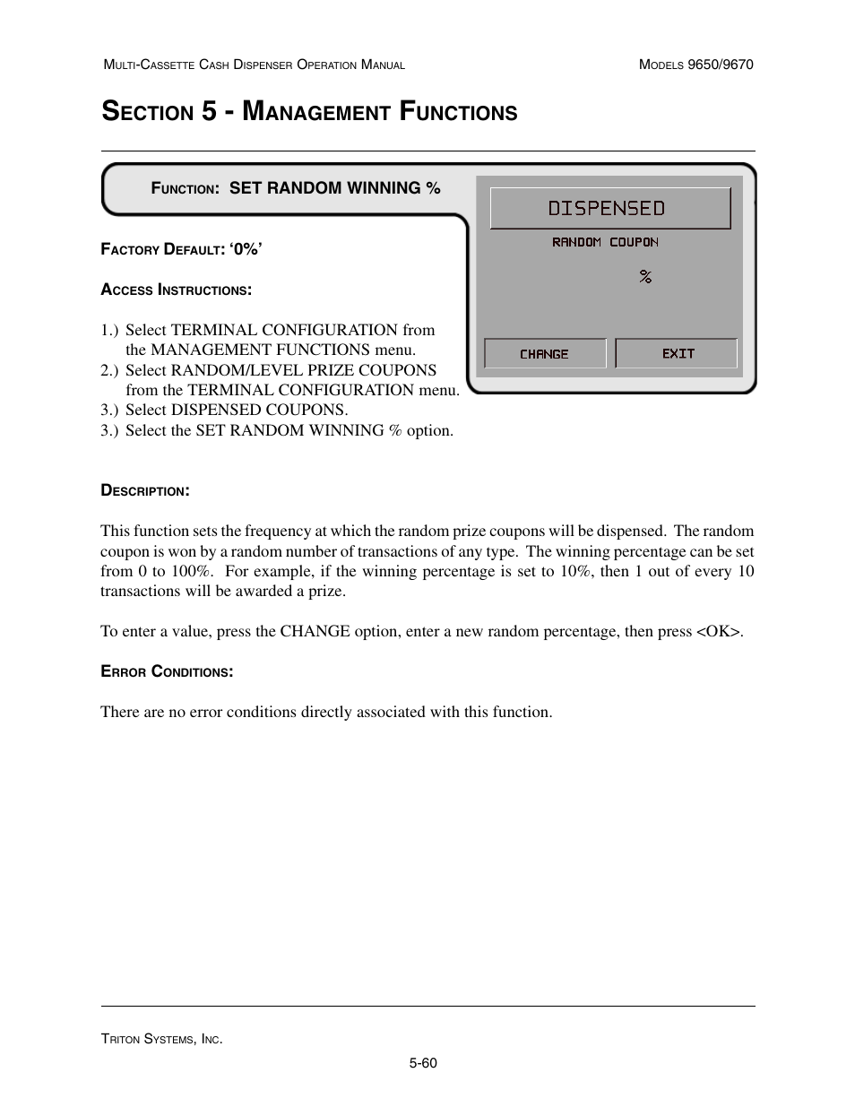 5 - m, Ection, Anagement | Unctions | Triton 9670 Operation Manual User Manual | Page 107 / 264