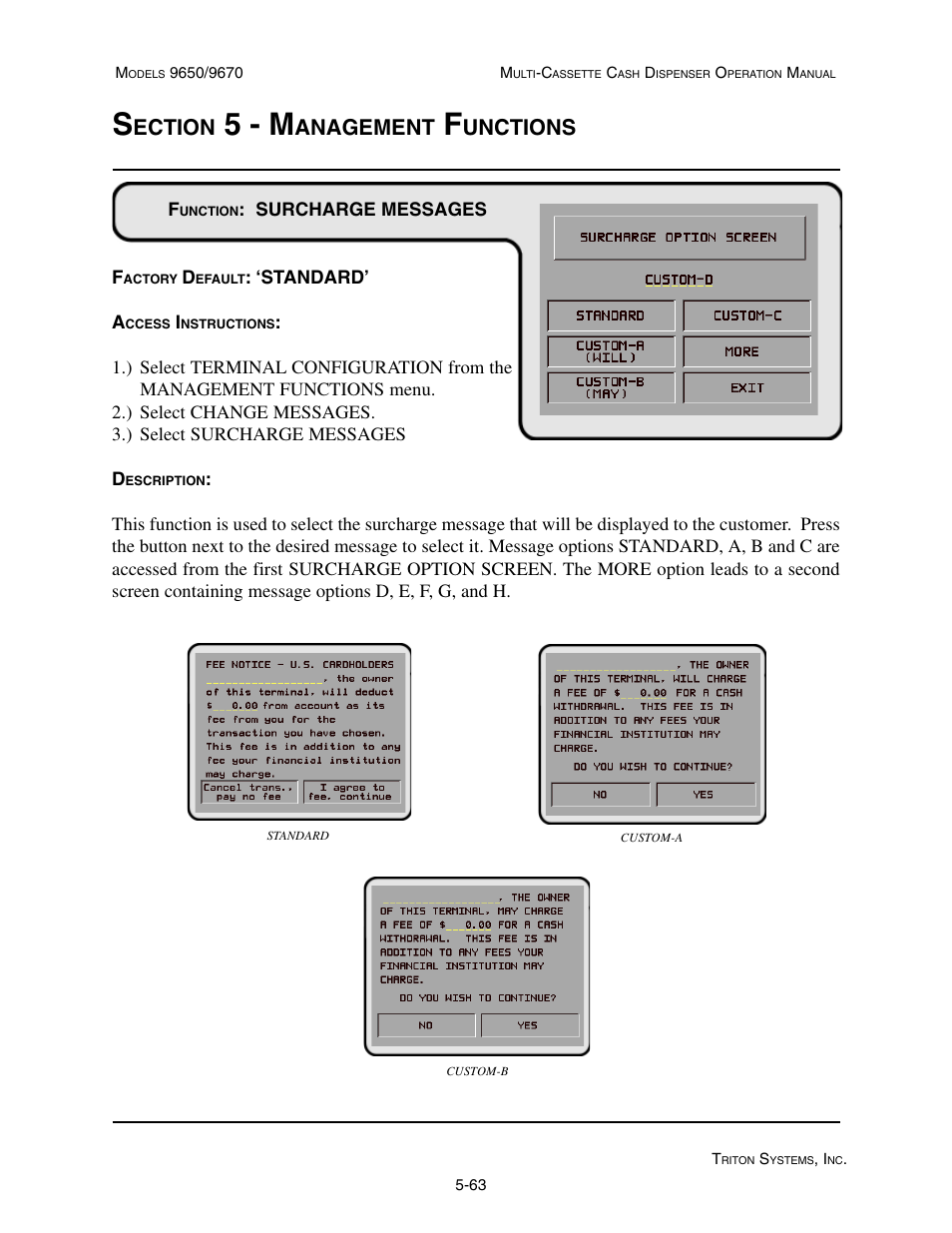 5 - m, Ection, Anagement | Unctions | Triton 9670 Operation Manual User Manual | Page 110 / 264