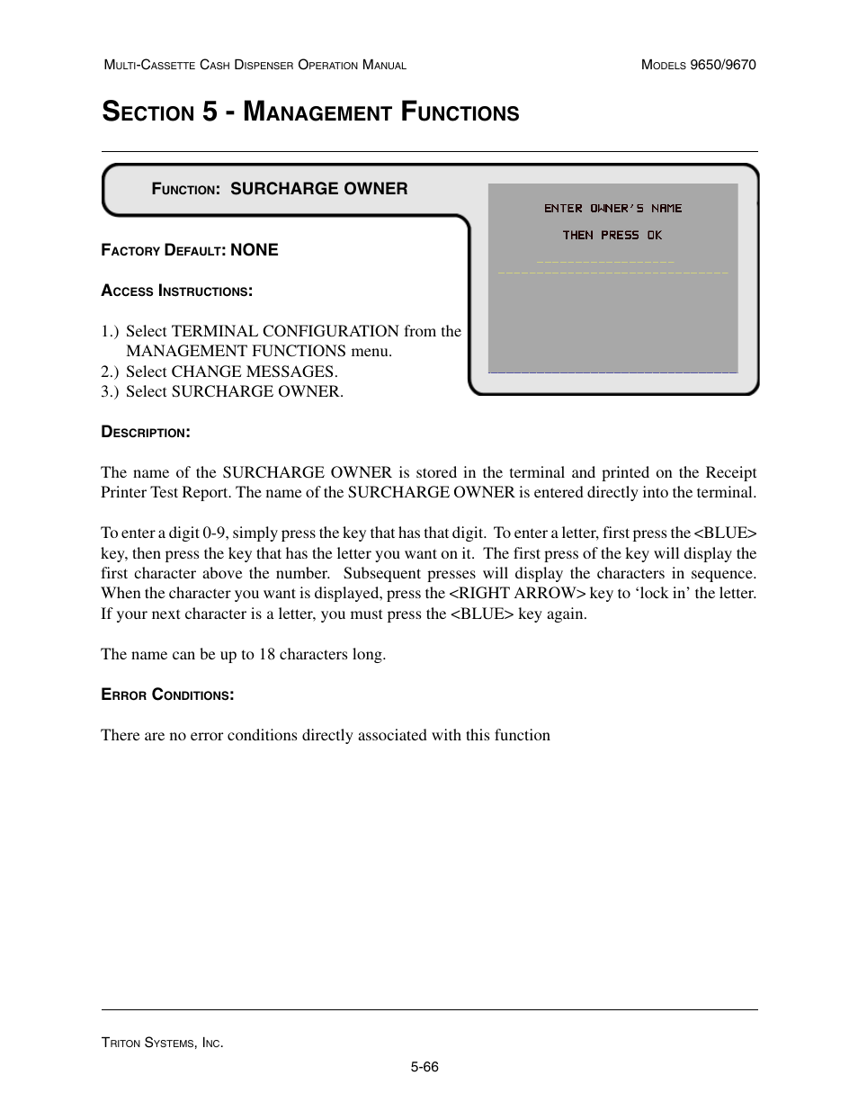 5 - m, Ection, Anagement | Unctions | Triton 9670 Operation Manual User Manual | Page 113 / 264