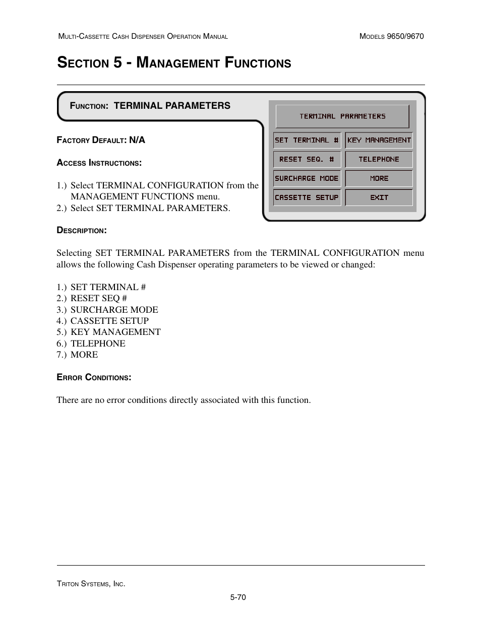 5 - m, Ection, Anagement | Unctions | Triton 9670 Operation Manual User Manual | Page 117 / 264