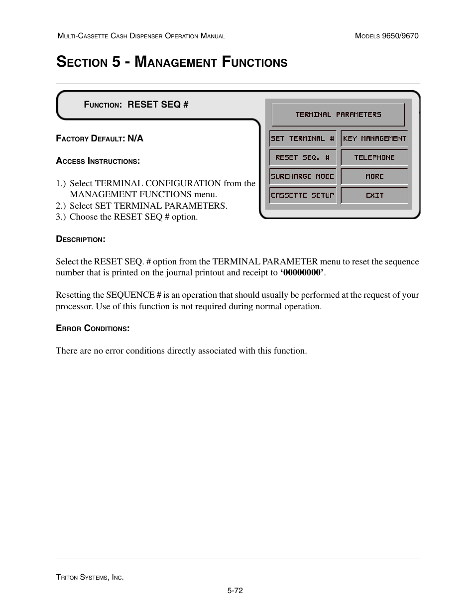 5 - m, Ection, Anagement | Unctions | Triton 9670 Operation Manual User Manual | Page 119 / 264