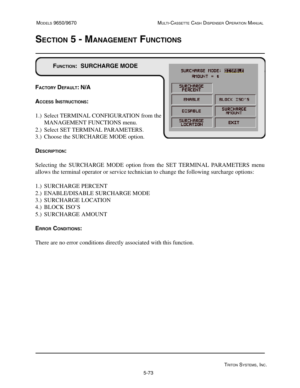 5 - m, Ection, Anagement | Unctions | Triton 9670 Operation Manual User Manual | Page 120 / 264