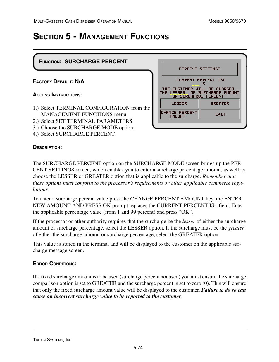 5 - m, Ection, Anagement | Unctions | Triton 9670 Operation Manual User Manual | Page 121 / 264