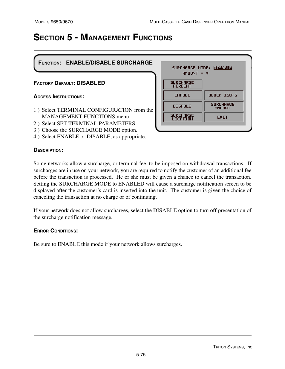 5 - m, Ection, Anagement | Unctions | Triton 9670 Operation Manual User Manual | Page 122 / 264