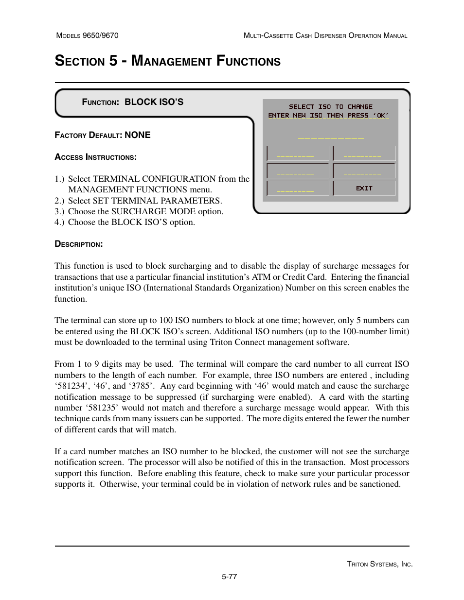 5 - m, Ection, Anagement | Unctions | Triton 9670 Operation Manual User Manual | Page 124 / 264