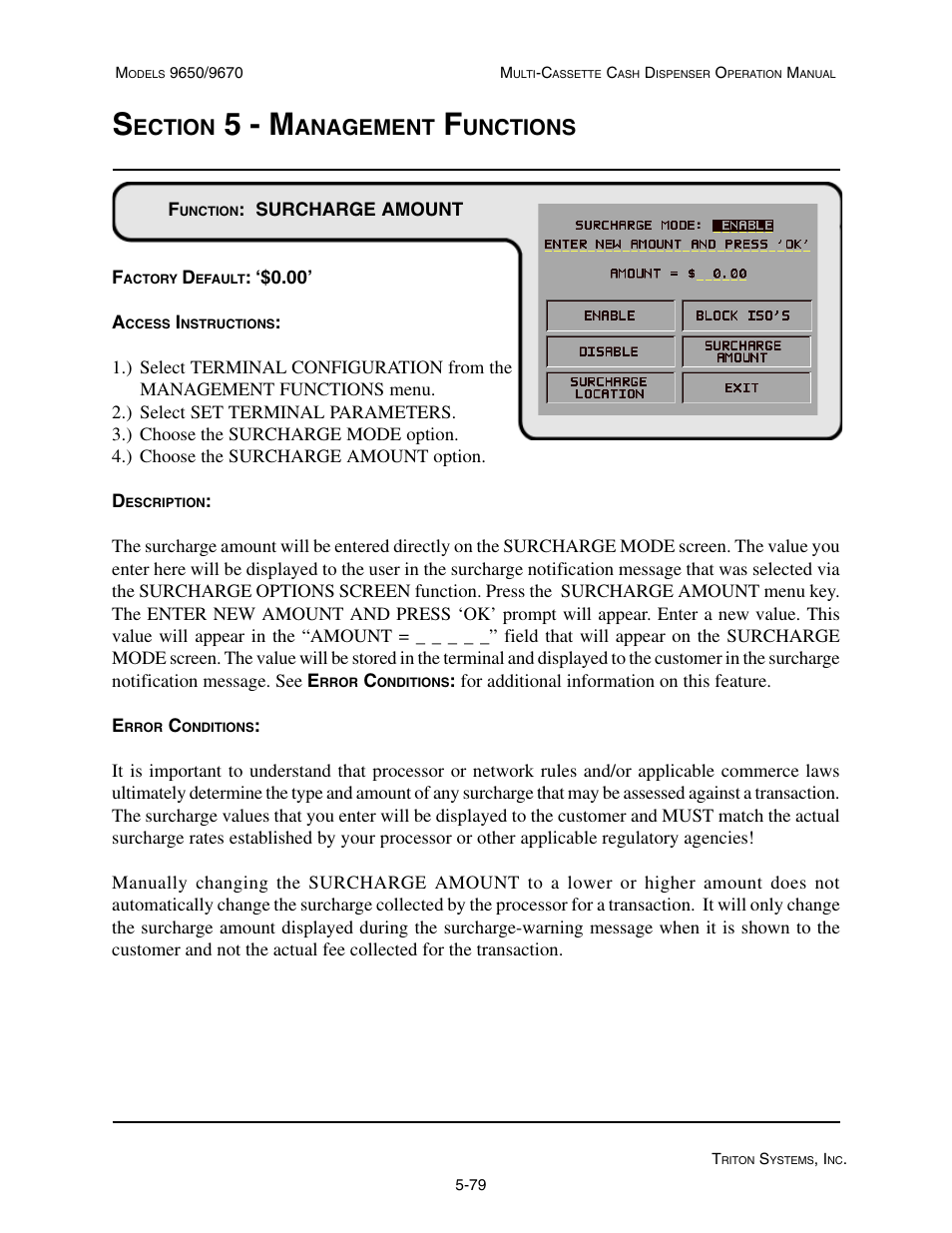 5 - m, Ection, Anagement | Unctions | Triton 9670 Operation Manual User Manual | Page 126 / 264